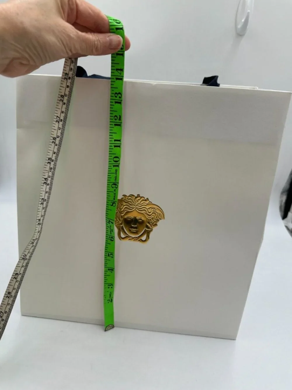 Authentic Versace Large Shopping Gift Bag White Gold Medusa Logo 14x12x6